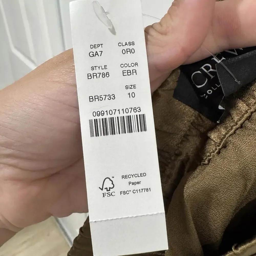 NWT J.Crew Collection Astrid wide-leg pull-on pant luster crepe Earth‎ Brown 10 - Picture 12 of 12